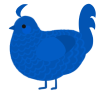 A ultramarine chicken with a lace pattern