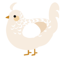 A cream chicken with a half-lace pattern