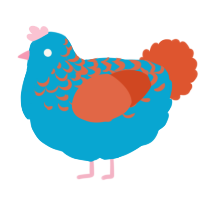 A cerulean and vermilion chicken with a half-lace pattern
