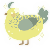 A lime and sky chicken with a half-lace pattern