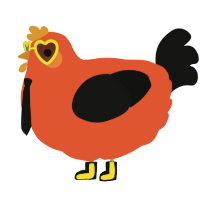 A vermilion and black chicken