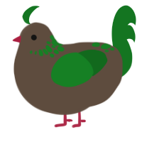 A bark and leaf chicken with a neck-speckle pattern