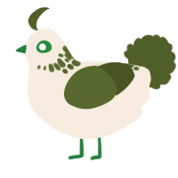 A cream and olive chicken with a neck-speckle pattern