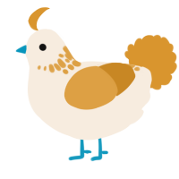 A cream and orange chicken with a neck-speckle pattern