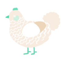 A cream chicken with a lace pattern