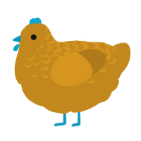 A ochre chicken with a half-lace pattern