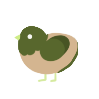 Shrek Jr, a beige and olive chicken with a head pattern