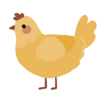 A honey chicken with a head pattern