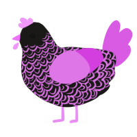 A sable and orchid chicken with a double-lace pattern