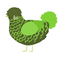 A olive and grass chicken with a lace pattern