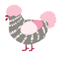 A ash and rose chicken with a bar pattern