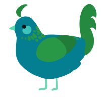 A sea and viridian chicken with a neck-speckle pattern