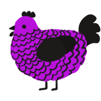 A amethyst and sable chicken with a lace pattern