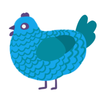 A sky and sea chicken with a lace pattern