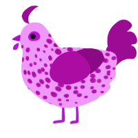 A lavender and plum chicken with a speckle pattern