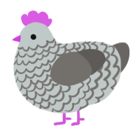 A silver and grey chicken with a lace pattern