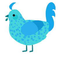 Jay, a aqua and sky chicken with a speckle pattern