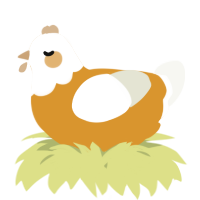 A orange and white chicken with a head pattern