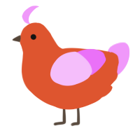 A vermilion and lavender chicken