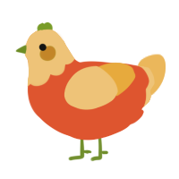 A vermilion and honey chicken with a head pattern