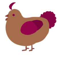 A brown and maroon chicken