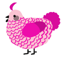 A rose and fuchsia chicken with a lace pattern