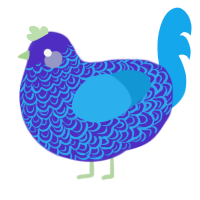 A indigo and sky chicken with a double-lace pattern