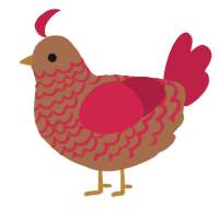A brown and crimson chicken with a lace pattern