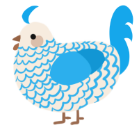 A cream and sky chicken with a lace pattern