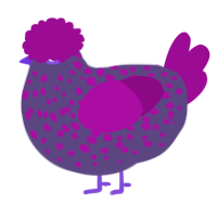 A overcast and plum chicken with a speckle pattern