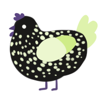 A sable and apple chicken with a speckle pattern