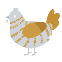 A mist and gold chicken with a bar pattern