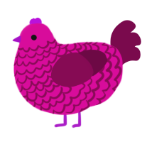 Death Rays, a fuchsia and wine chicken with a lace pattern