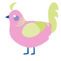 A pink and lemon chicken with a neck-band pattern