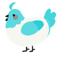 A white and aqua chicken with a head pattern