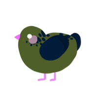 leaves, a olive and tumblr chicken with a neck-speckle pattern