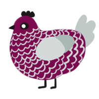 A wine and silver chicken with a lace pattern
