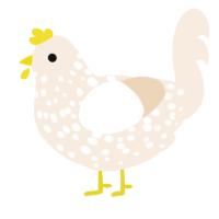 A cream chicken with a speckle pattern