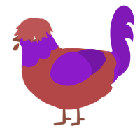 (unnamed), a red and violet chicken with a head pattern