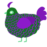 A leaf and violet chicken with a lace pattern