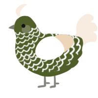 A olive and cream chicken with a lace pattern