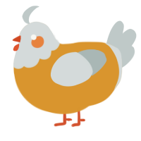 A orange and silver chicken with a head pattern