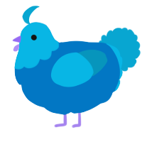 A sapphire and cerulean chicken with a head pattern