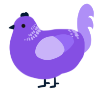 A blurple and lilac chicken with a neck-band pattern