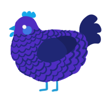 A indigo and navy chicken with a lace pattern