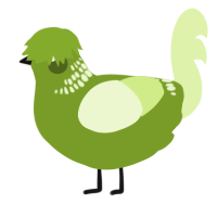 A chartreuse and apple chicken with a neck-band pattern