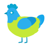 A lime and sky chicken with a head pattern