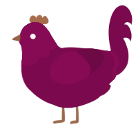A wine chicken with a head pattern
