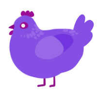 A blurple chicken with a neck-speckle pattern