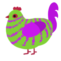 A grass and amethyst chicken with a bar pattern